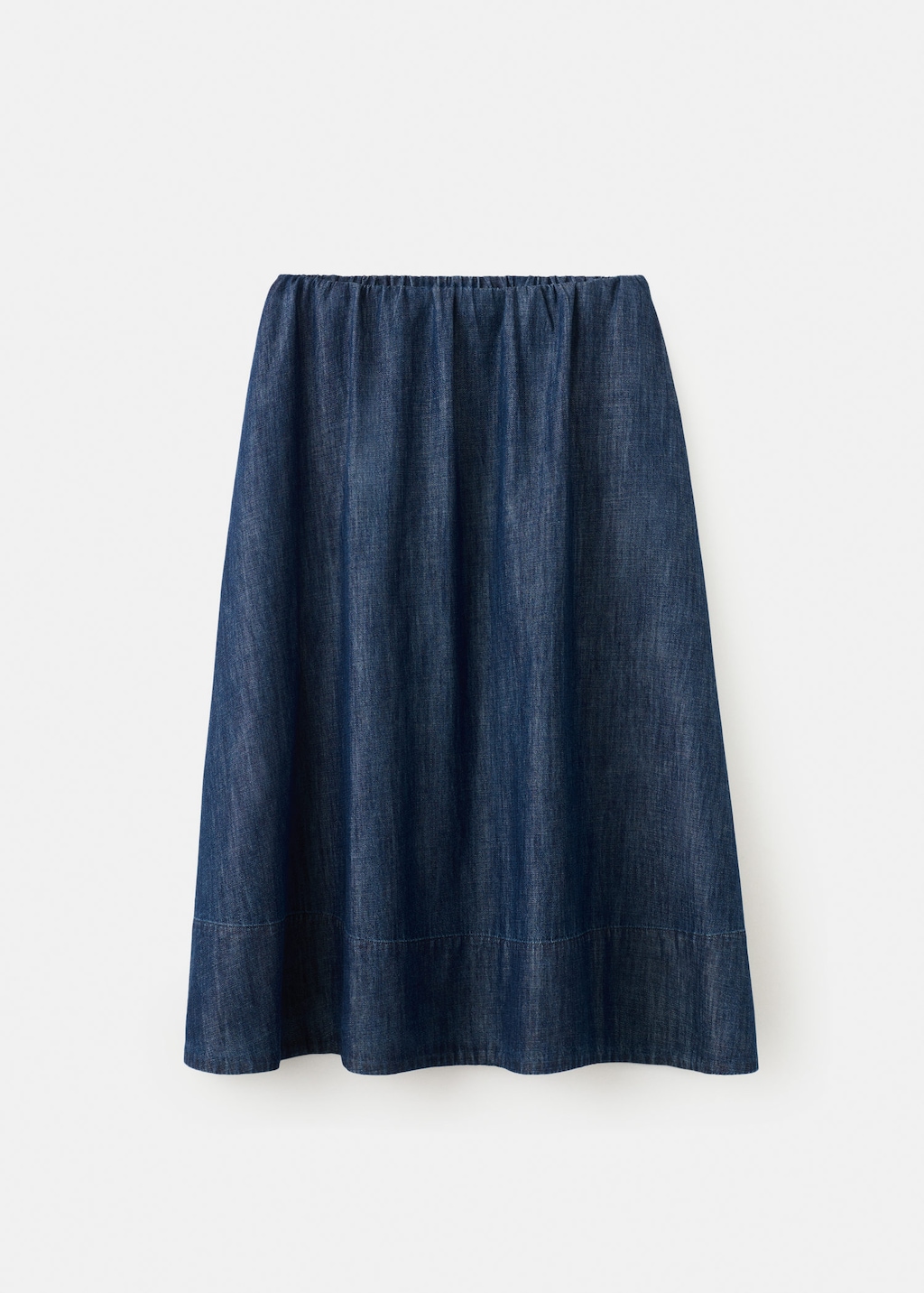 Mango Denim Skirt With Stitched Hem Open Blue