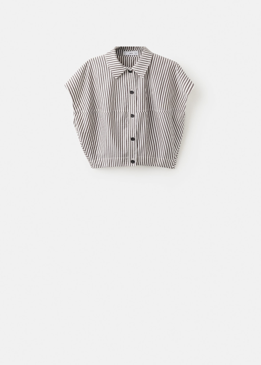 Mango Striped Cropped Shirt Ecru In Gray
