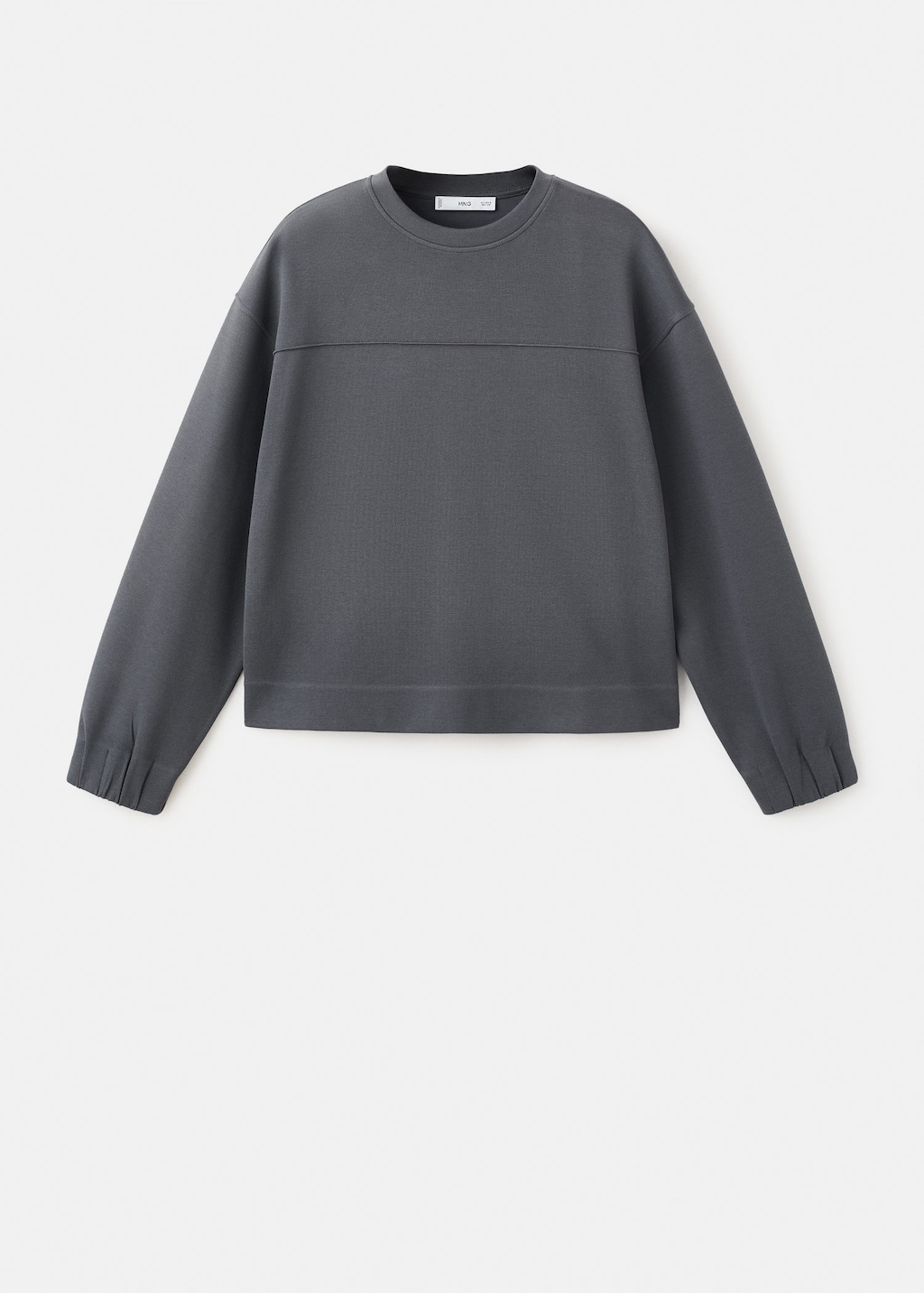 Mango Ruched Sleeve Sweatshirt Blue In Gray