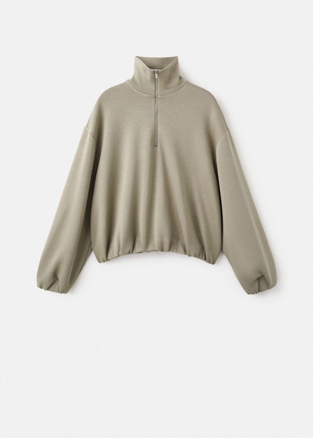 Mango High Neck Balloon Sweatshirt Khaki In Brown