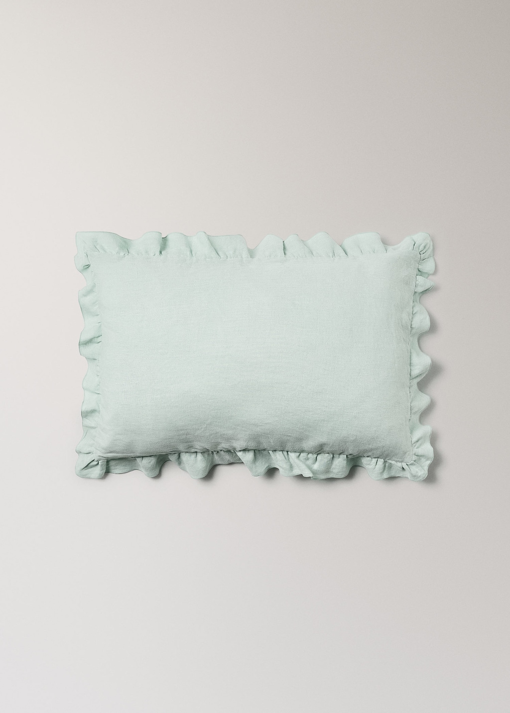 Mango 100% Linen Cushion Cover Ruffle 40x60 Cm Blue