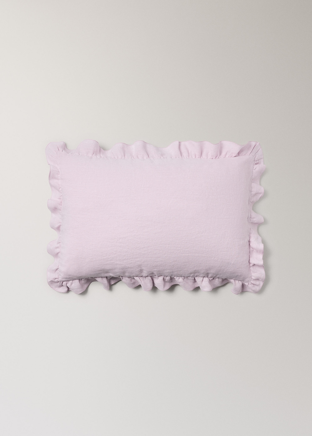 Mango 100% Linen Cushion Cover Ruffle 40x60 Cm Lilac In Purple
