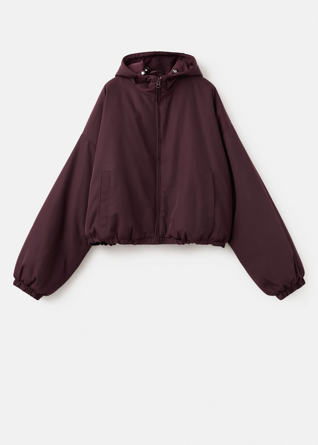 Mango Oversized Hooded Jacket Maroon In Burgundy
