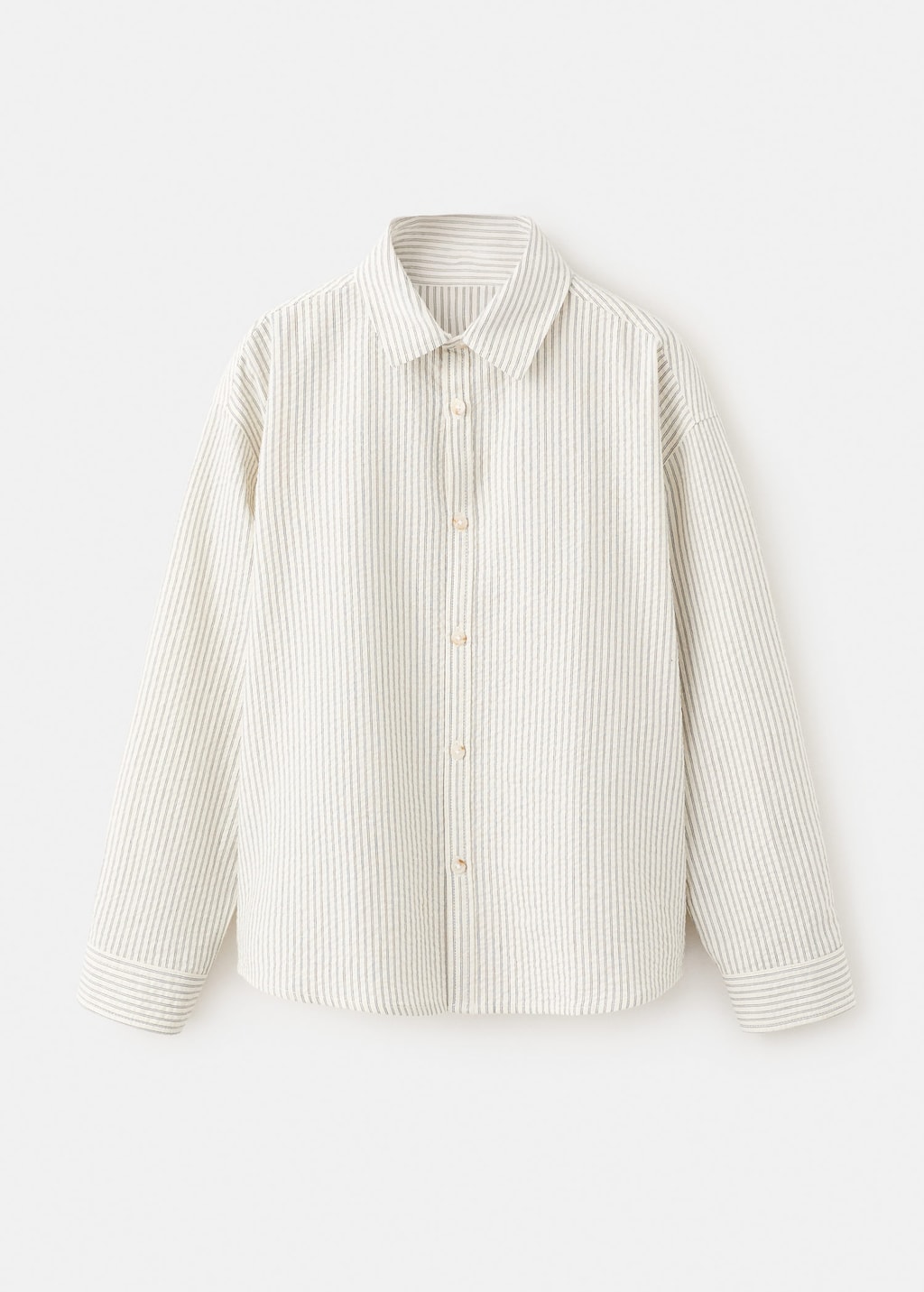 Mango Kids' Striped Cotton Shirt Ecru In White