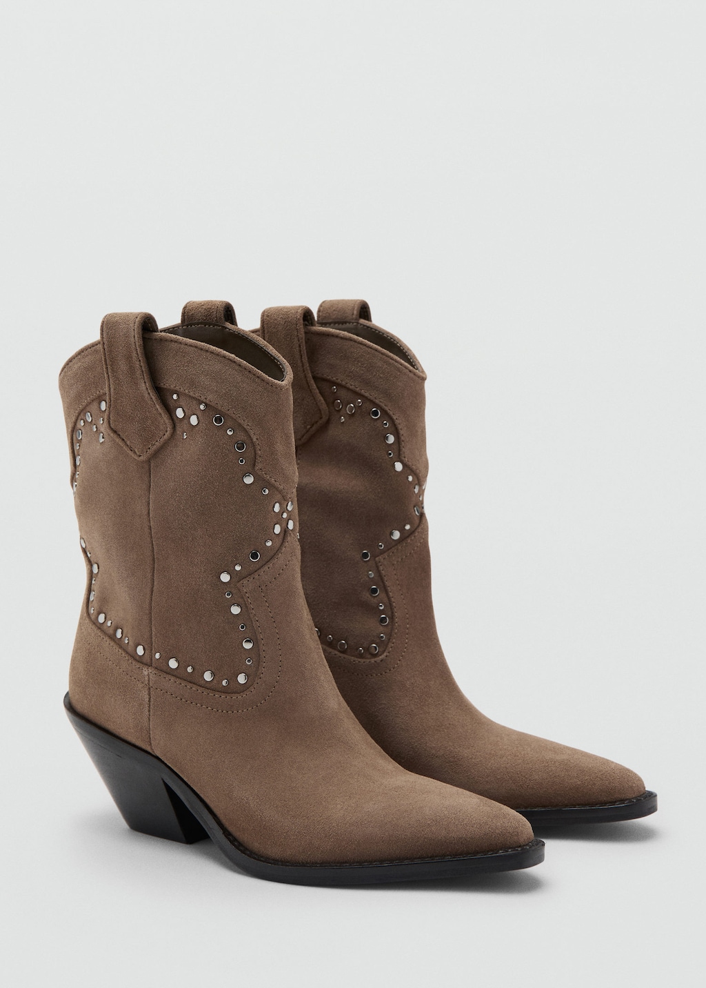 Mango Suede Block-heel Boots Sand In Burgundy