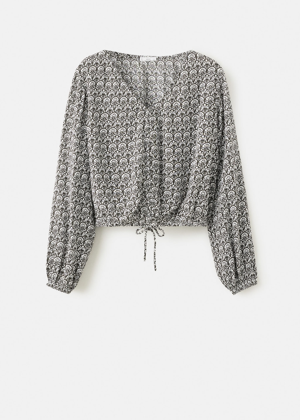 Mango Teen Flowy Printed Blouse Charcoal In Gray