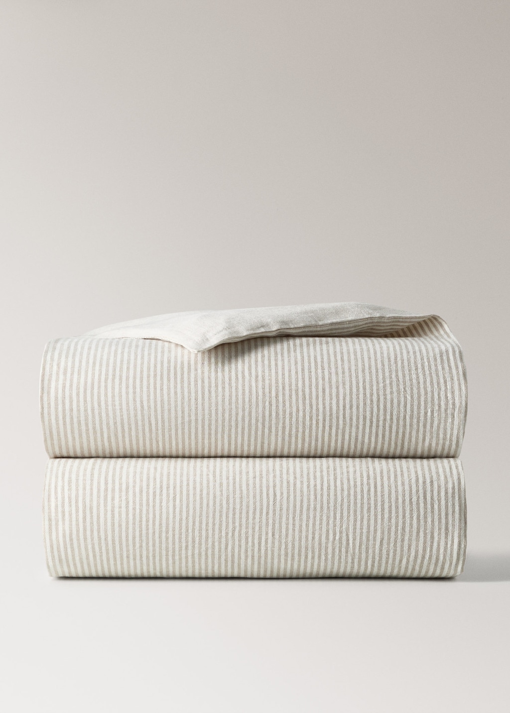 Mango Cot Bed Duvet Cover In Cotton And Linen With Stripes Sand In White