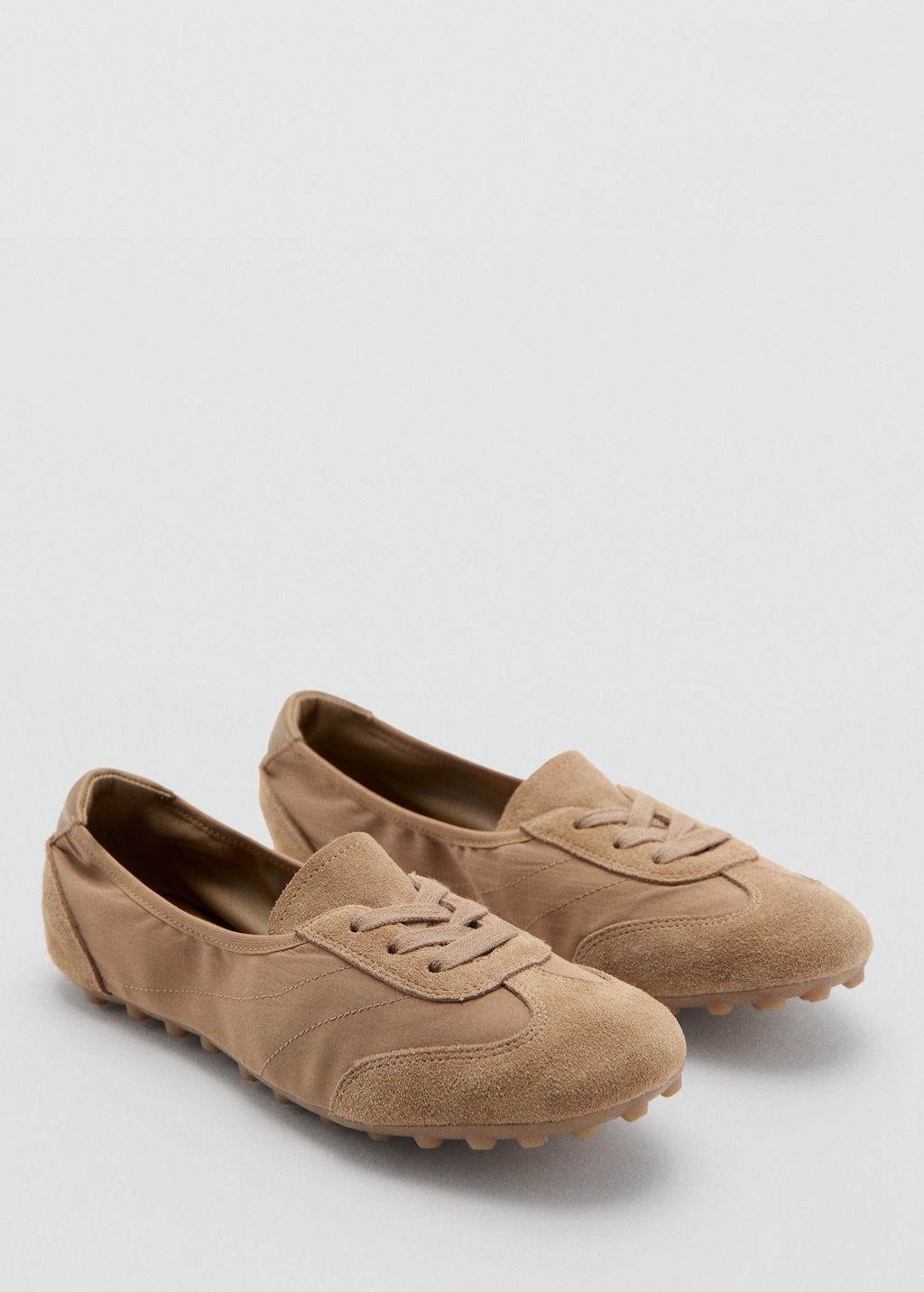 Mango Combined Suede Sneakers Sand In Brown