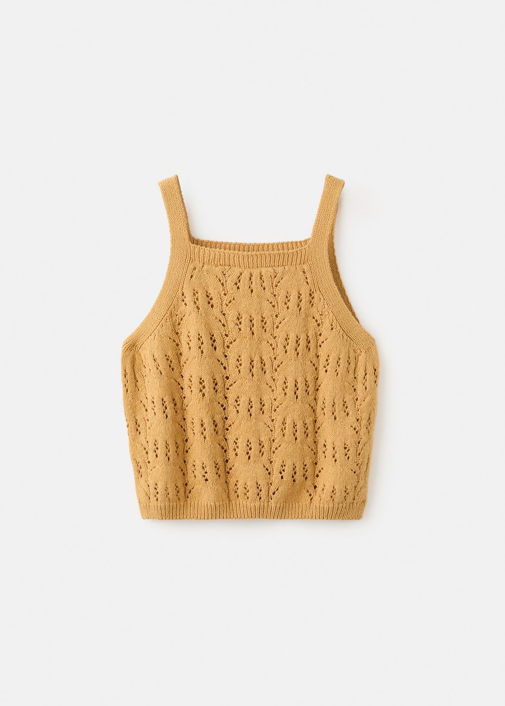 Mango Kids' Openwork Knit Top Mustard In Brown