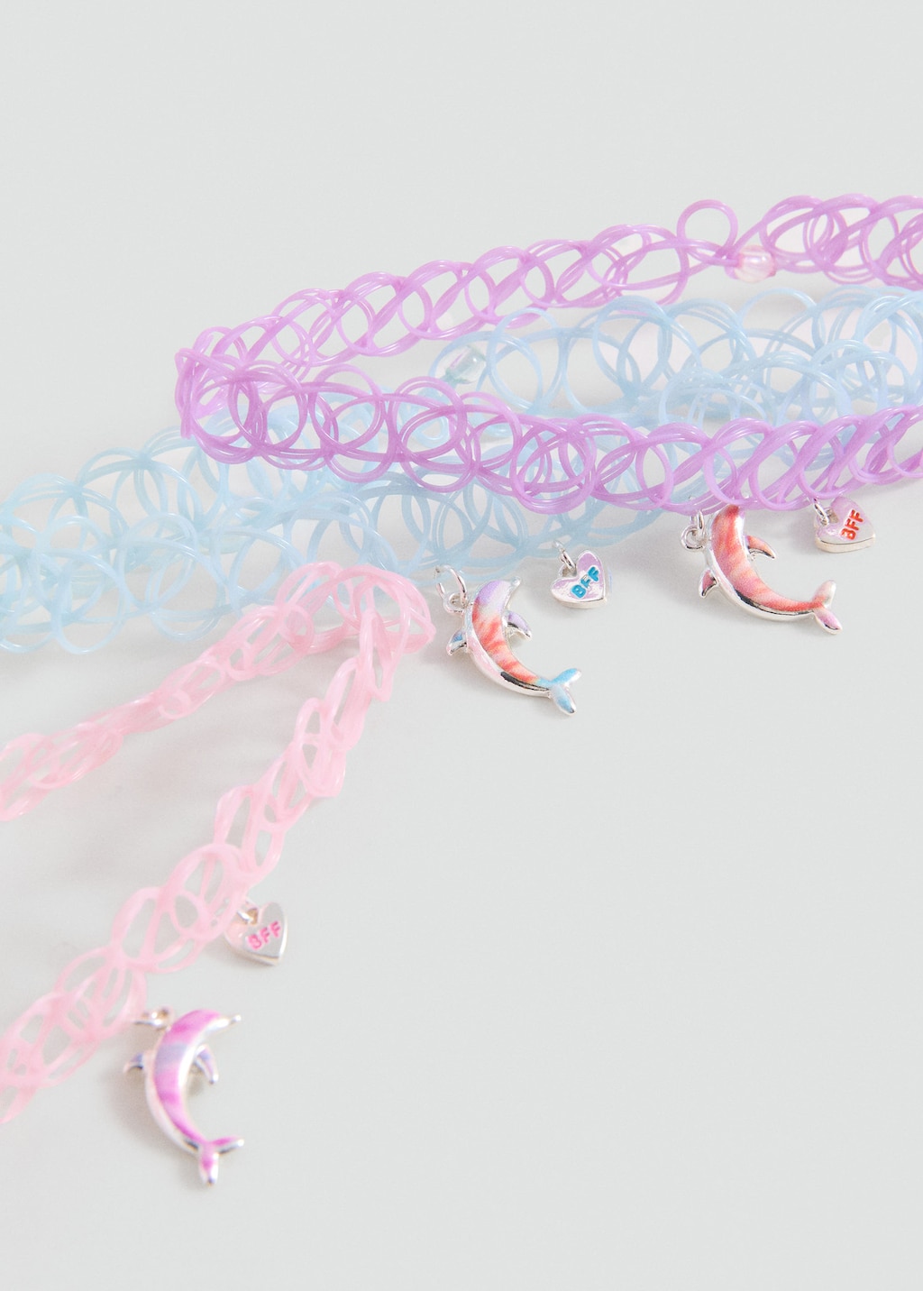 Mango Kids' Pack Of 3 Dolphin Necklaces Pink In Multi