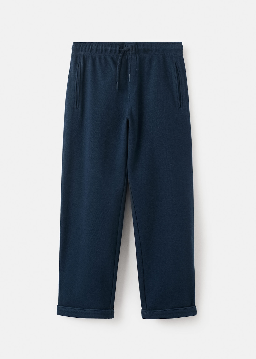 Mango Kids' Cotton Hemmed Trousers Navy In Blue