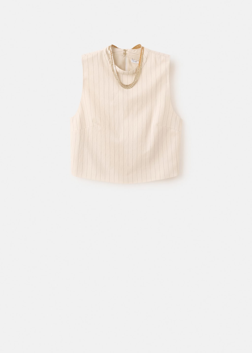Mango Top Détail Chaîne Blanc Cassé - Femme - L -  In White