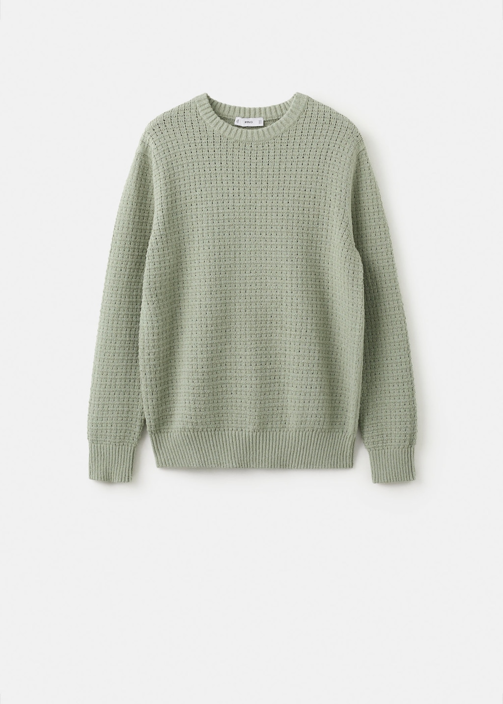 Mango Openwork Knit Sweater Mint Green
