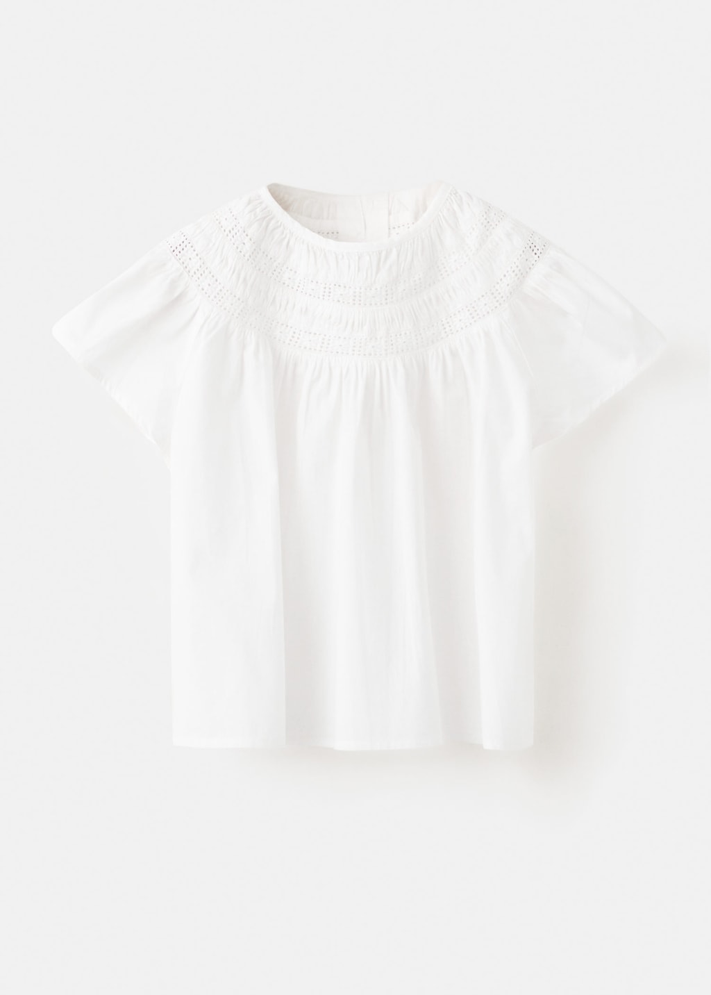Mango Kids' Cotton Blouse With Openwork Details White In Burgundy