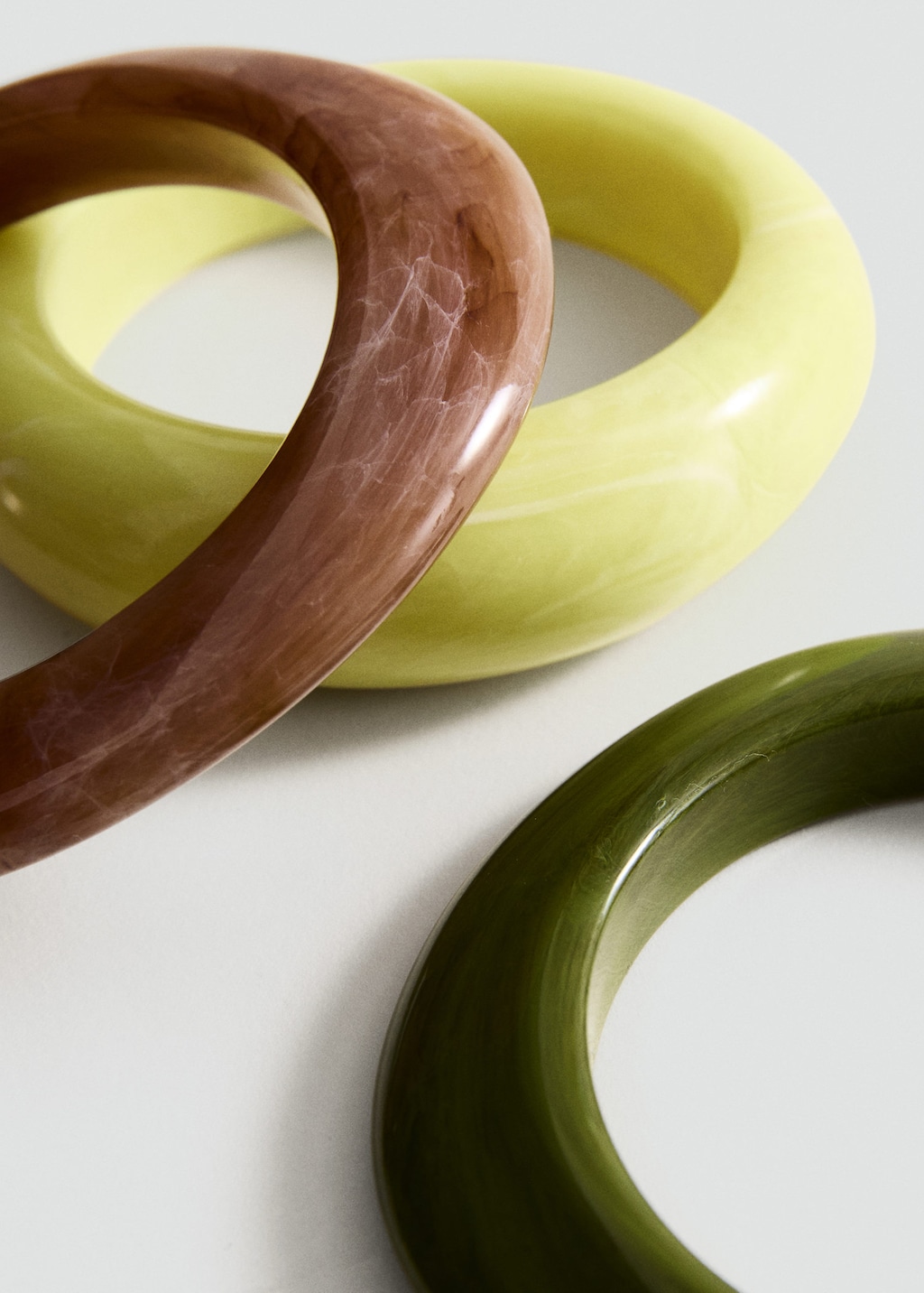 Mango Lot 3 Maxi Bracelets Volume Combinés Vert Pastel - Femme - Taille Unique -  In Gold