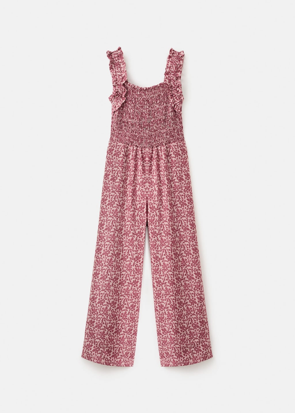 Mango Kids' Ruched Printed Jumpsuit In Pink