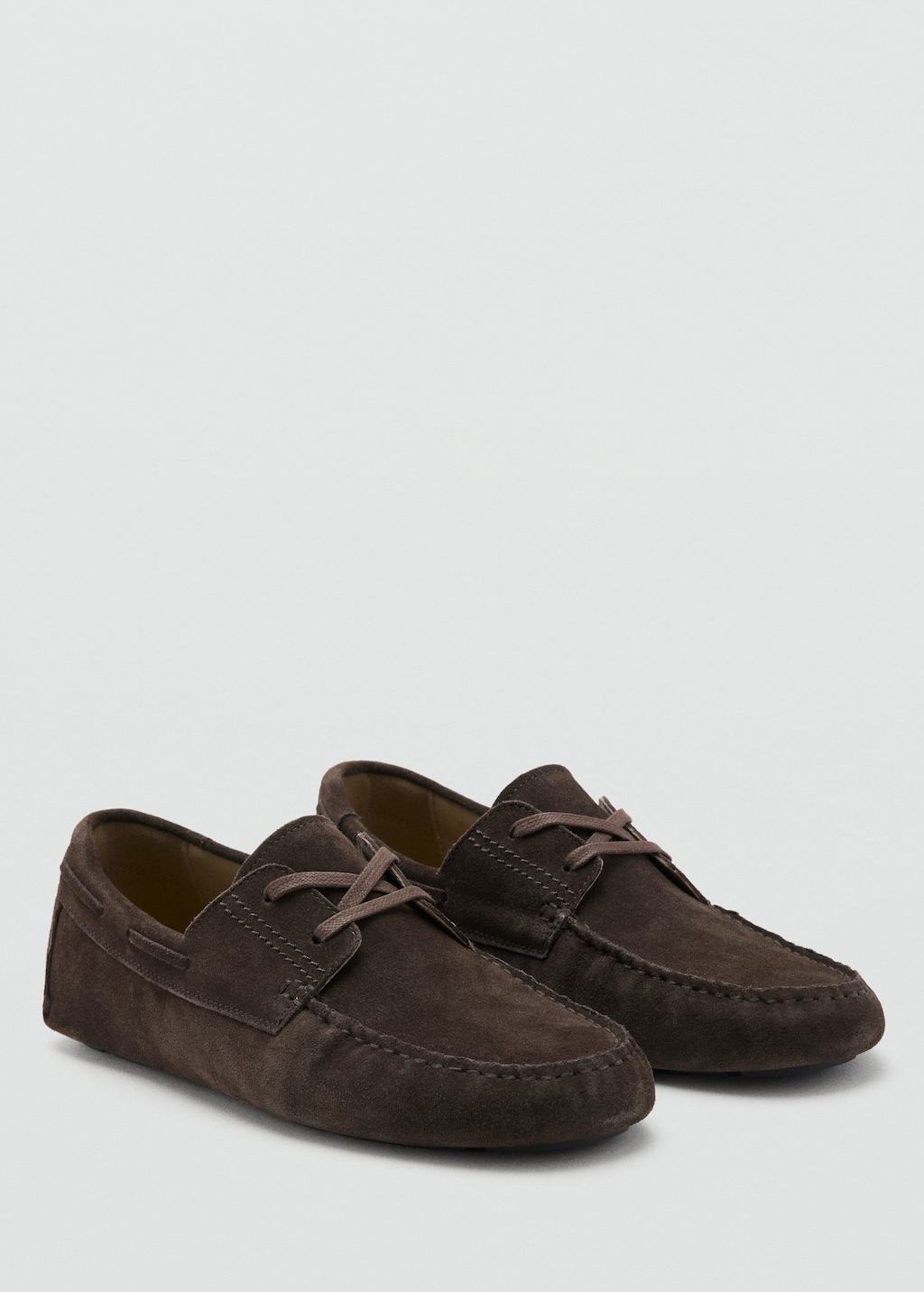 Mango Mocassins Driver En Daim Cordons Marron - Homme - 44 - Man In Blue
