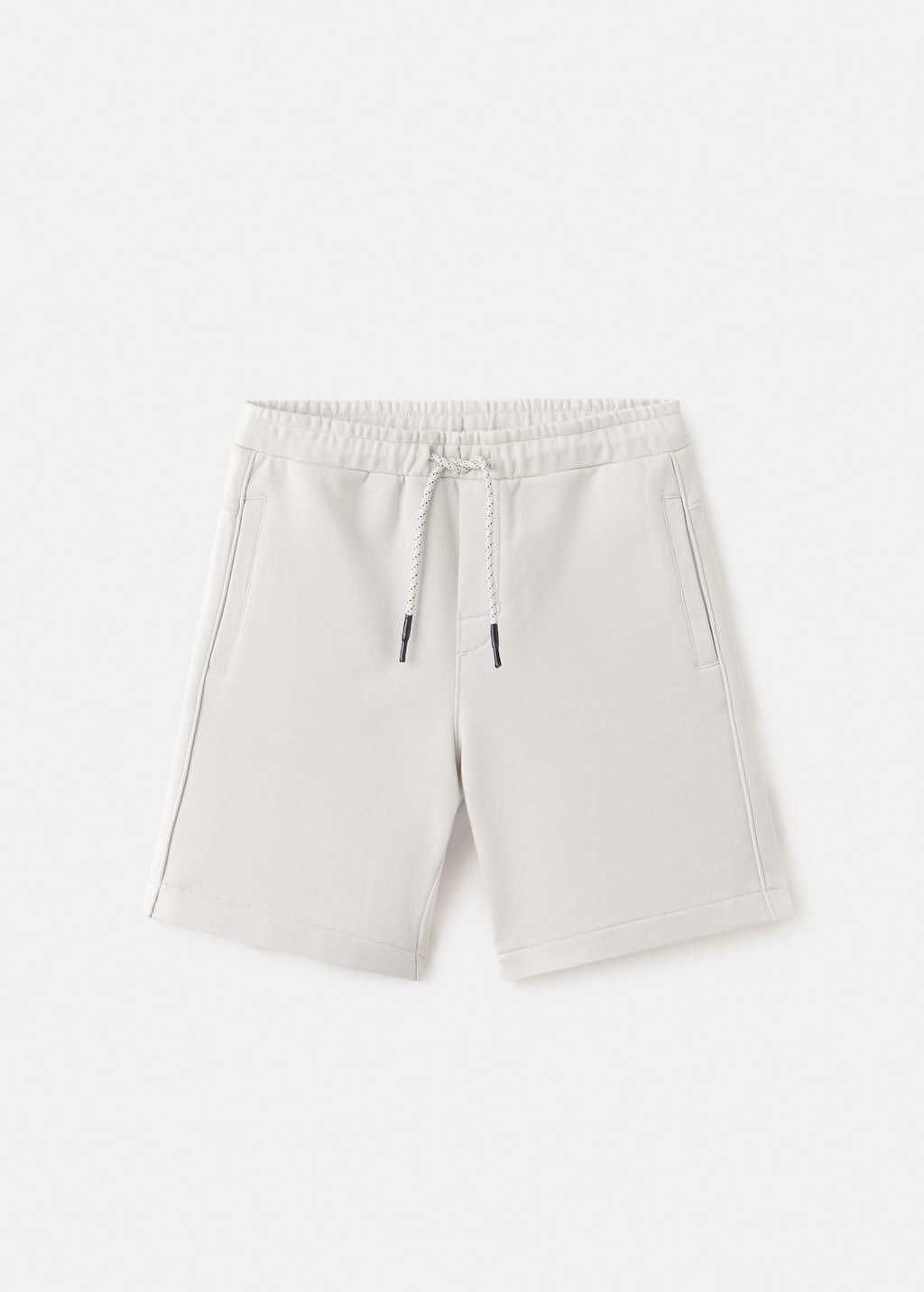 Mango Kids' Cotton Shorts With Drawstring Ice Grey In White