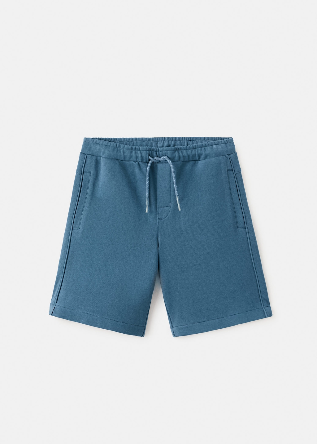 Mango Kids' Cotton Shorts With Drawstring Blue In White