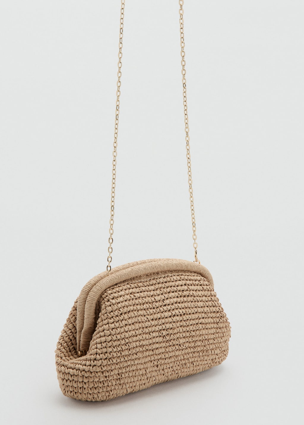 Mango Natural Fiber Clutch Bag In Beige