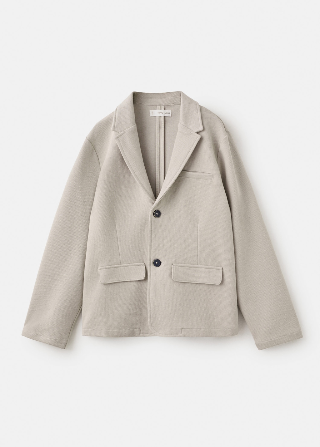 Mango Kids' Cotton-blend Piqué Blazer Sand In Neutral