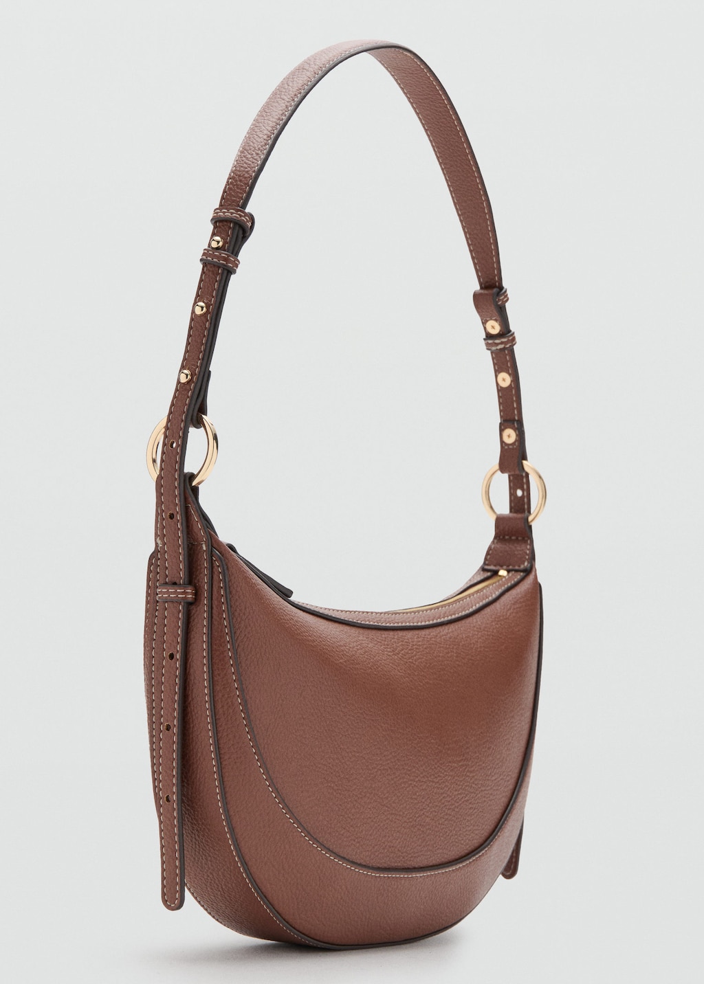 Mango Oval Shoulder Bag Leather In Brown