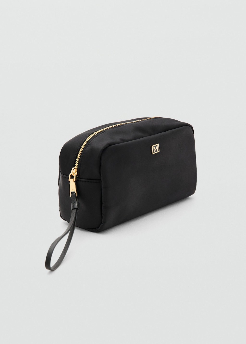 Mango Zipped Toiletry Bag With Logo Black
