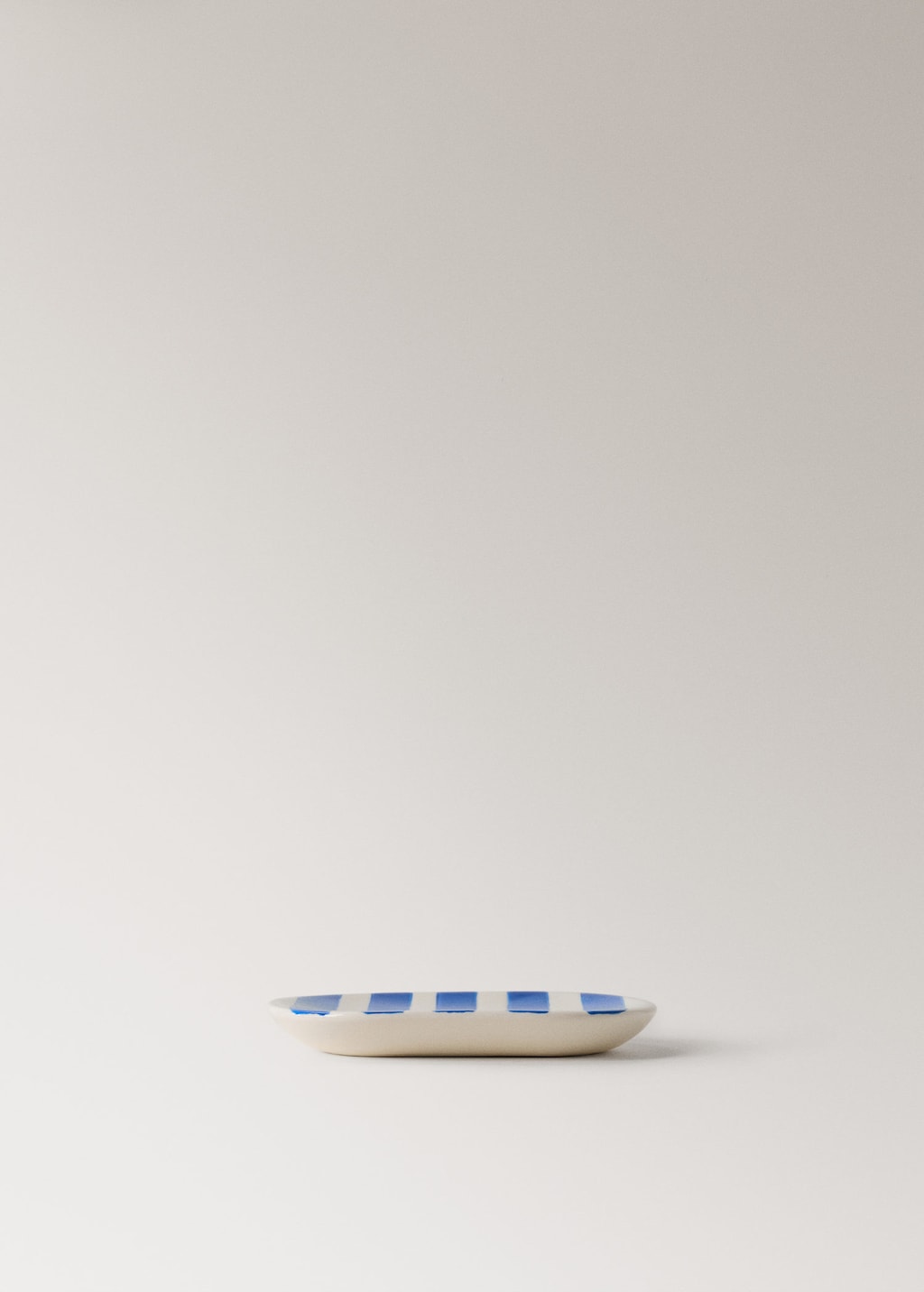 Mango Painted Striped Ceramic Soap Dish Blue