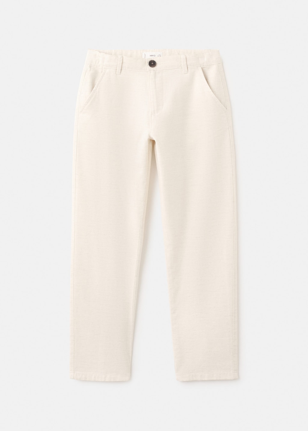 Mango Kids' Straight-fit Cotton Trousers Beige In Neutral