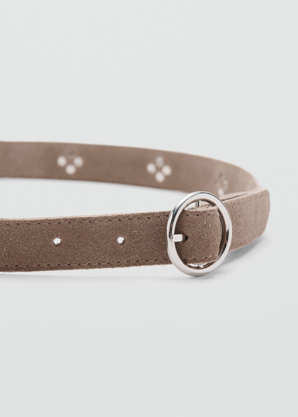 Mango Kids' Studded Leather Belt Sand In Brown