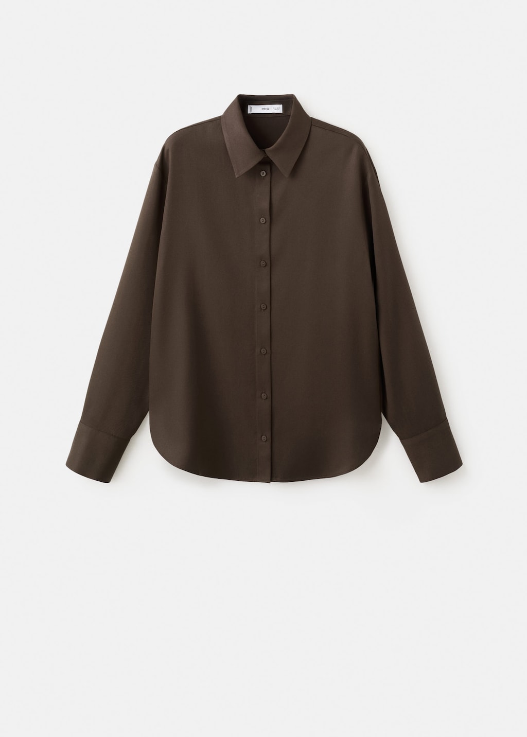 Mango Straight Lyocell Shirt Brown In Green