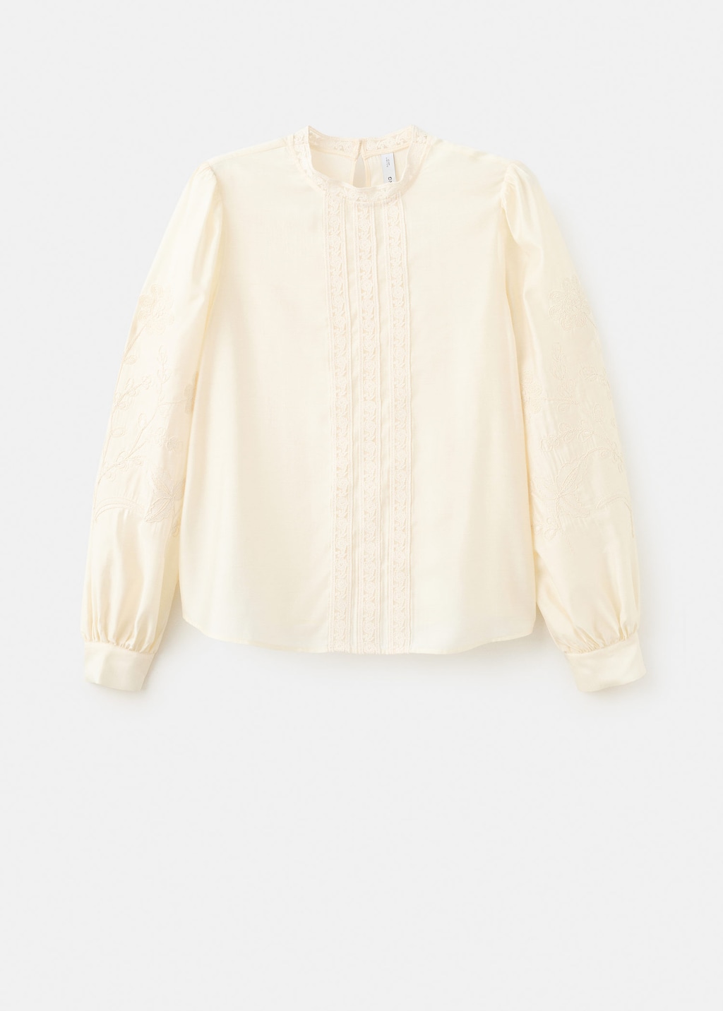 Mango Cotton Blouse With Floral Embroidery Ecru In Neutral