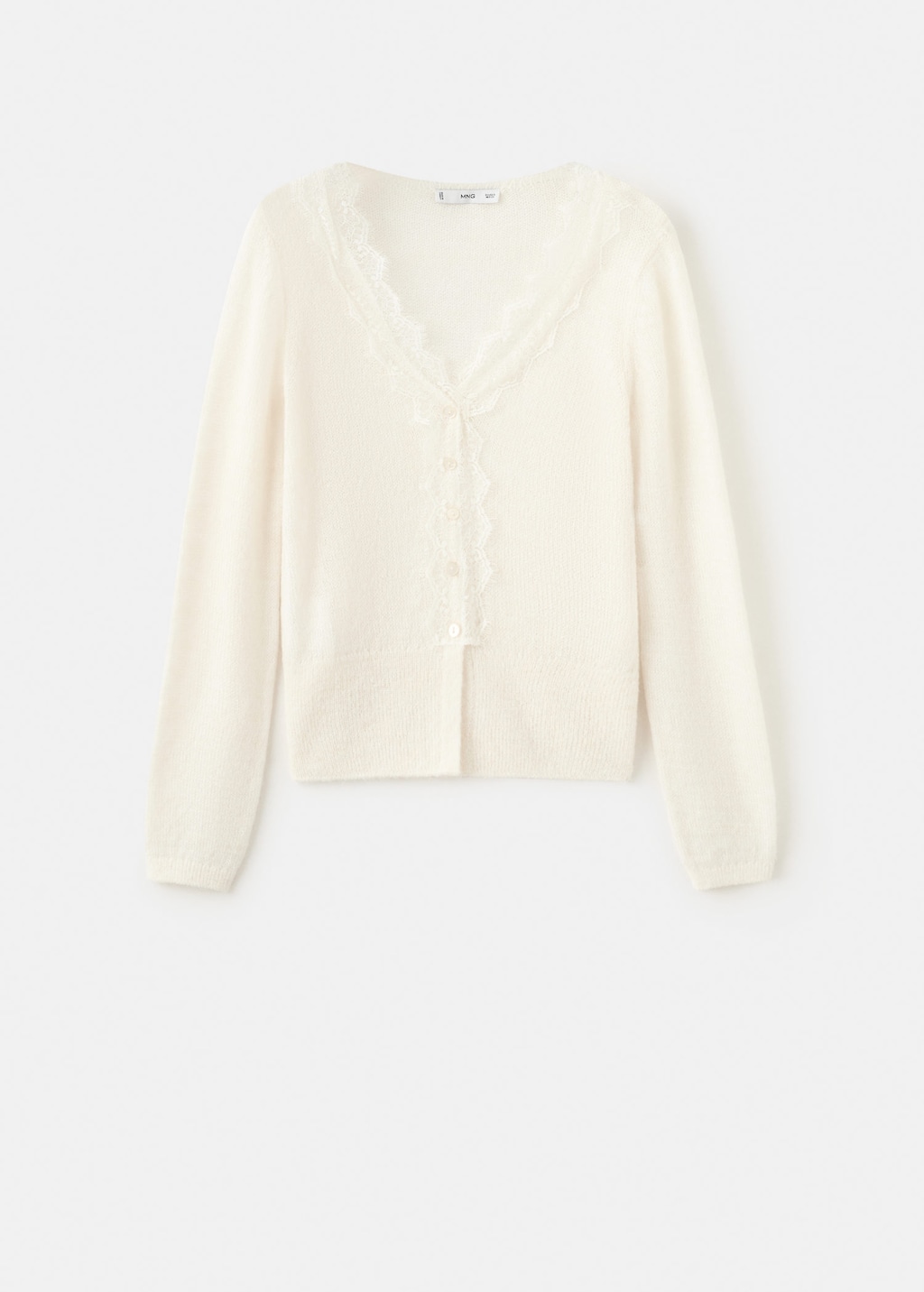 Mango Cardigan Maille En Dentelle Écru - Femme - M -  In White