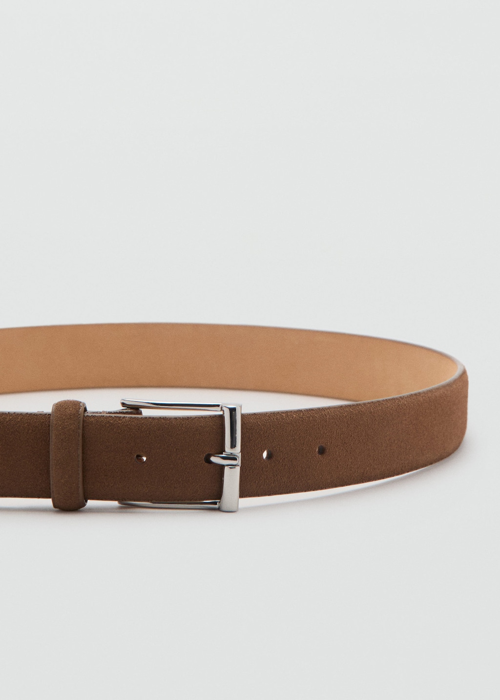 Mango Suede Leather Belt Medium Brown
