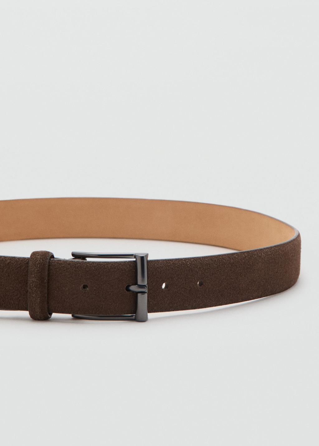 Mango Suede Leather Belt Brown
