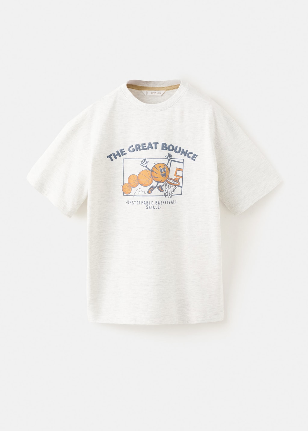 Mango Kids' Printed Cotton-blend T-shirt Light Heather Grey In Neutral