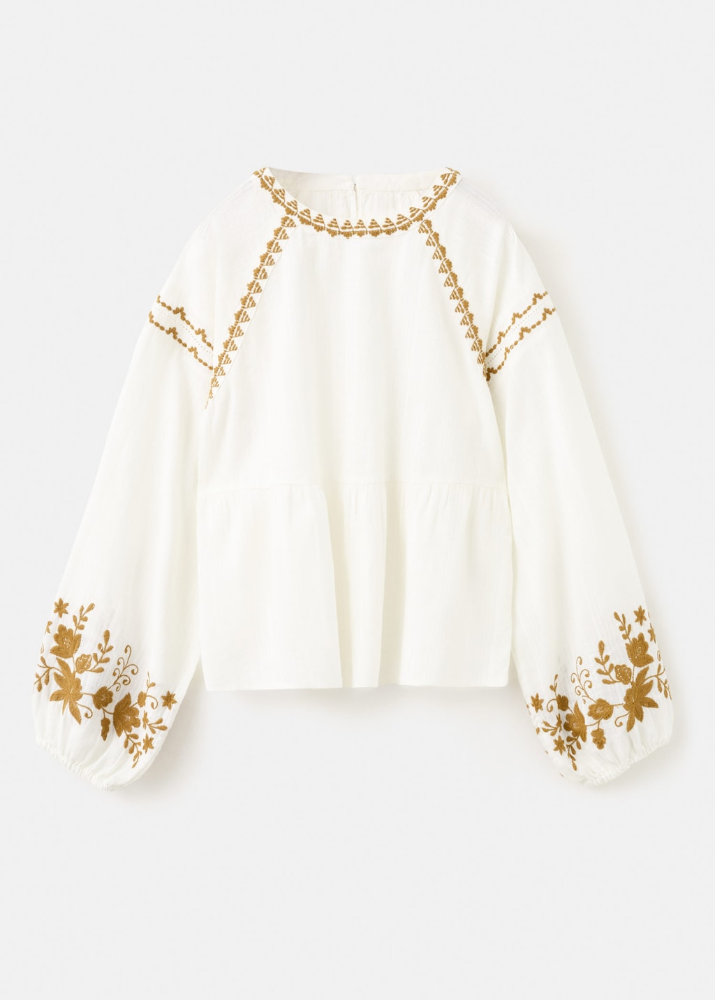 Mango Kids' Embroidered Printed Blouse White