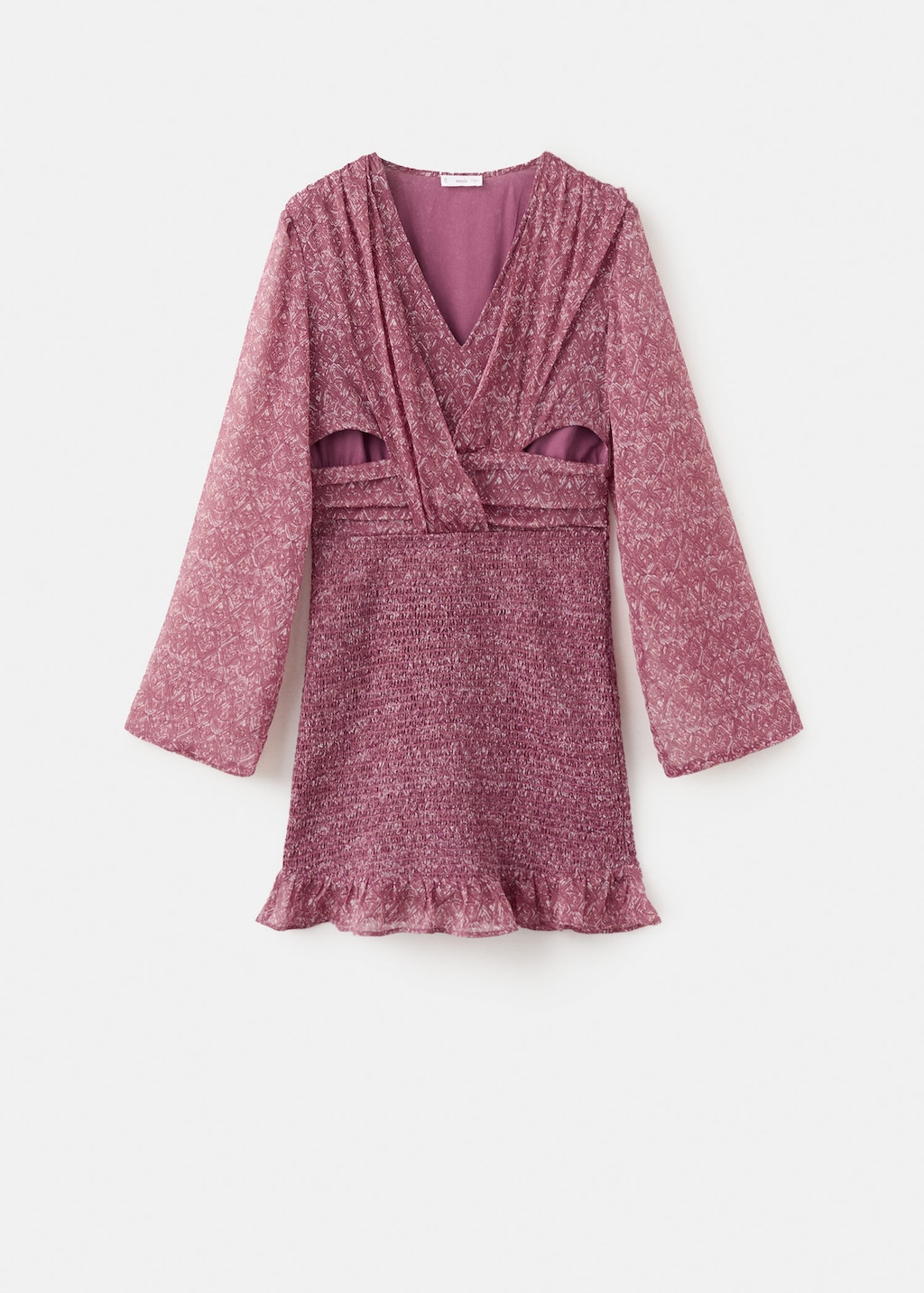 Mango Ruffled Printed Dress Petrol Blue In Multi