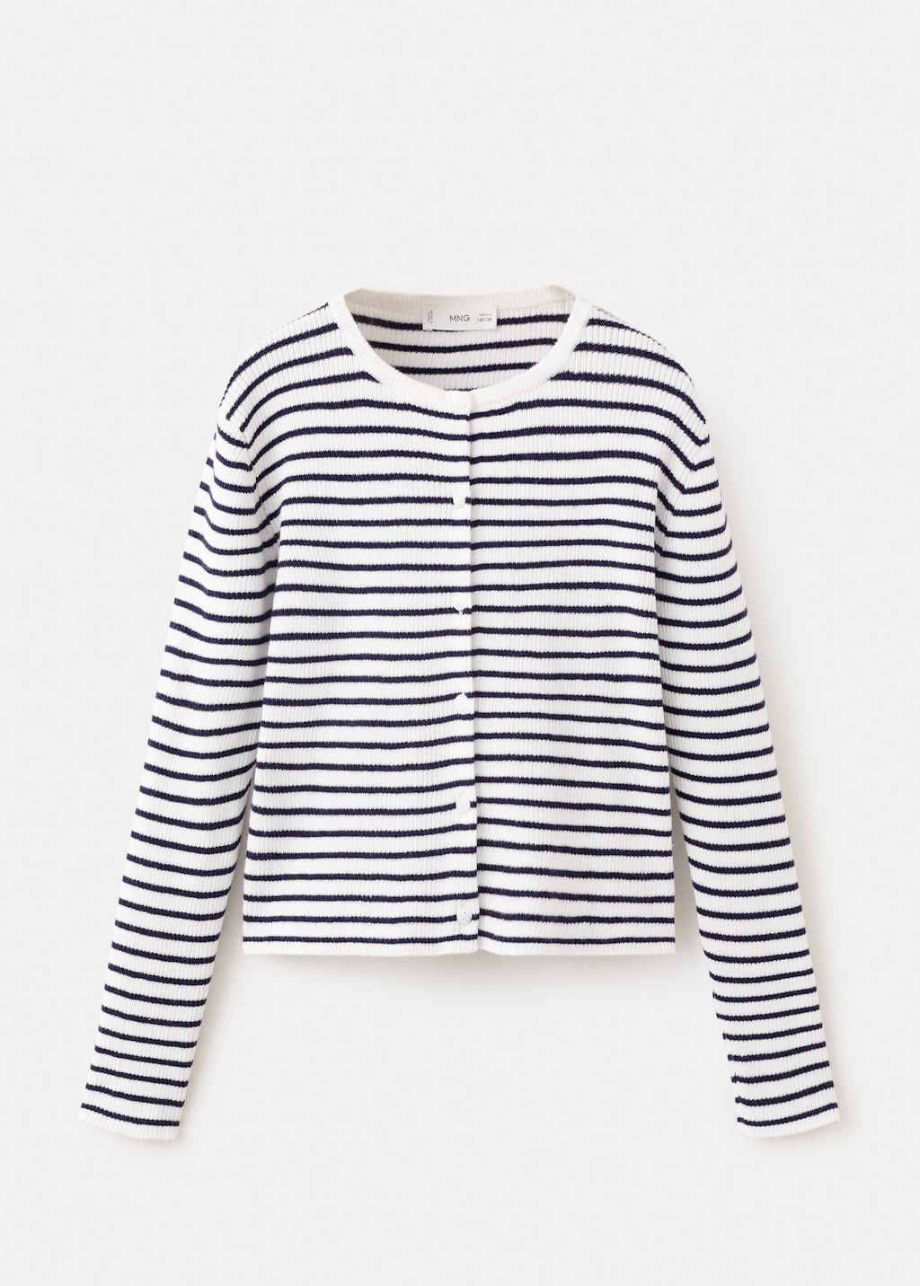 Mango Kids' Striped Knitted Cardigan Off White