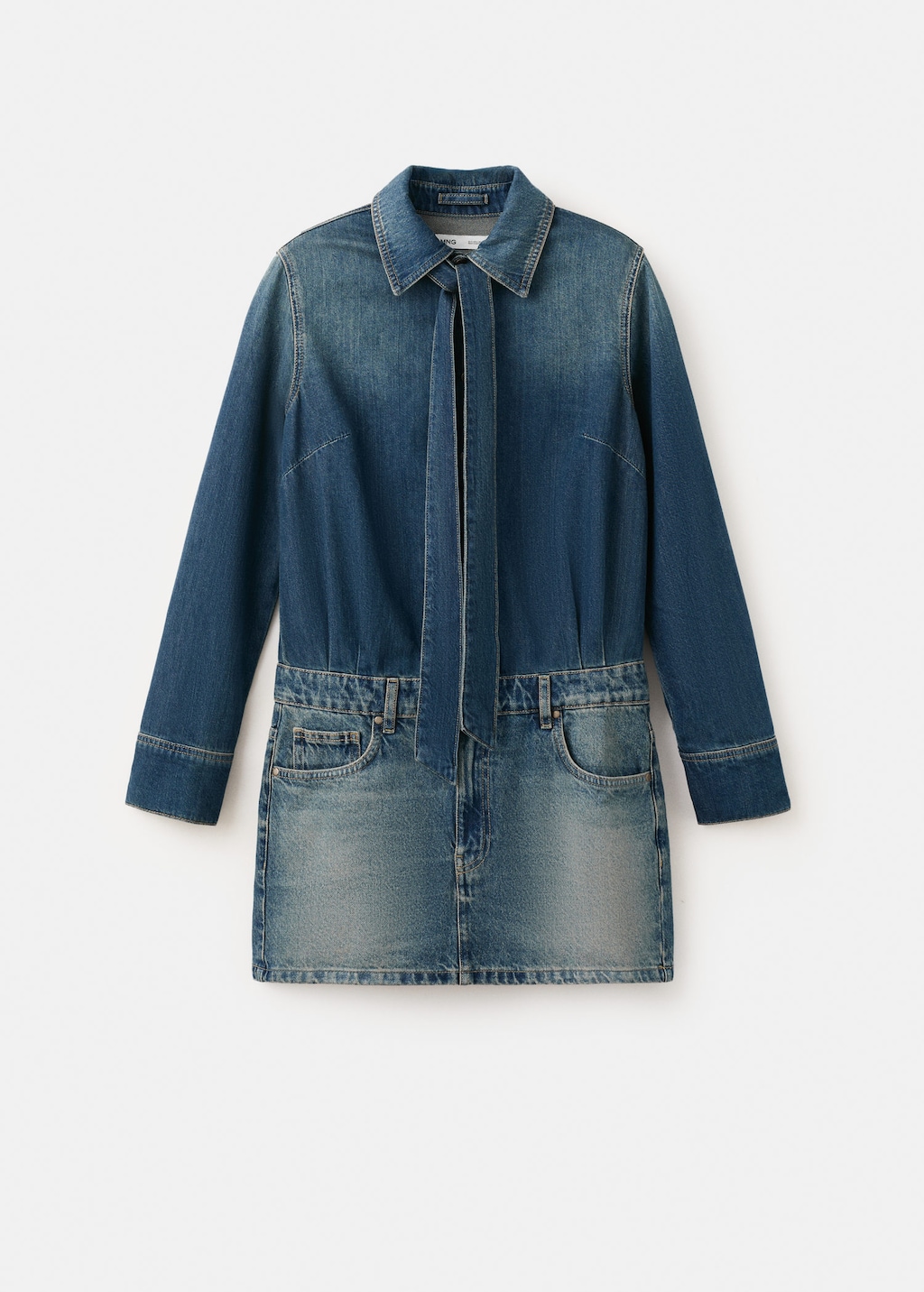 Mango Robe Jean Combinée Bleu Moyen - Femme - Xs -  In Black