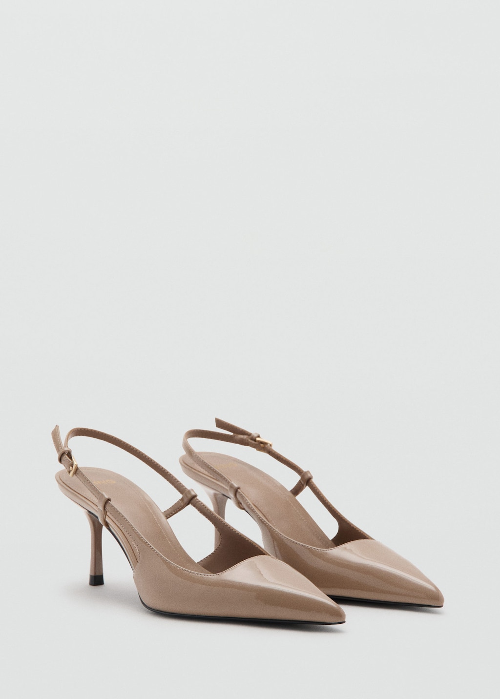 Mango Chaussures À Talon En Cuir Vernis Nude - Femme - 42 -  In Brown