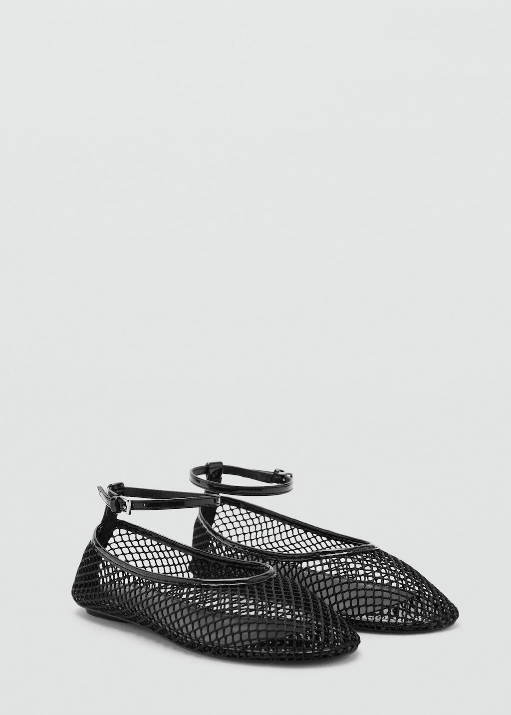 Mango Ballerines Maille Filet Bride Noir - Femme - 41 -  In Black