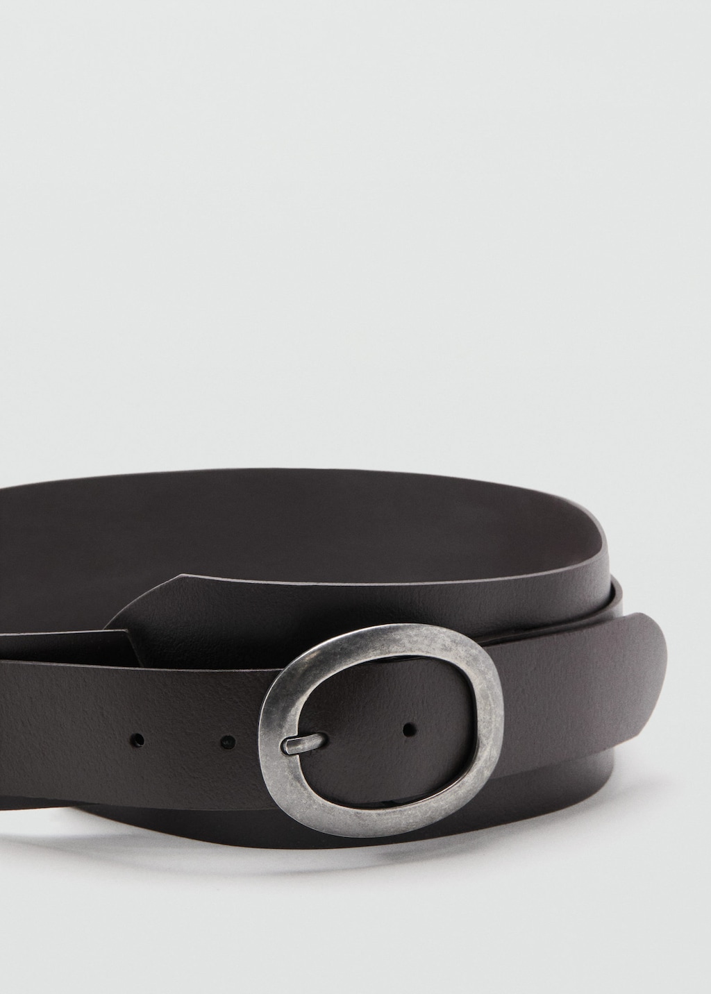 Mango Ceinture Large Cuir Chocolat - Femme - L -  In Black