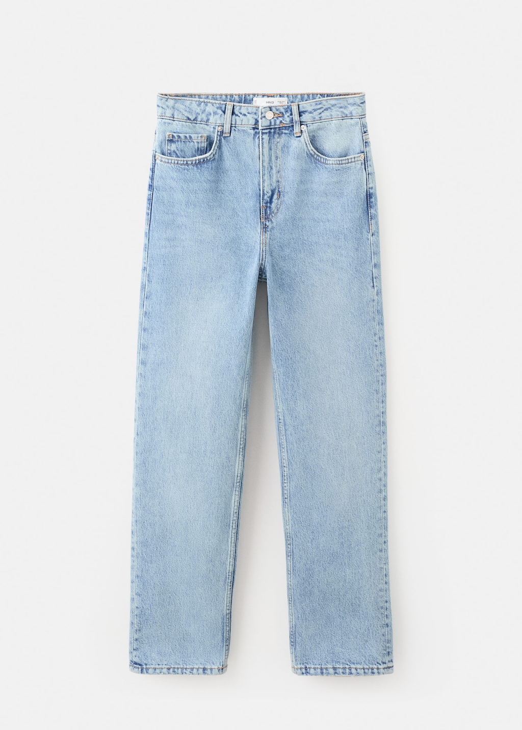 Mango Mid-rise Straight Jeans Medium Blue In Blue