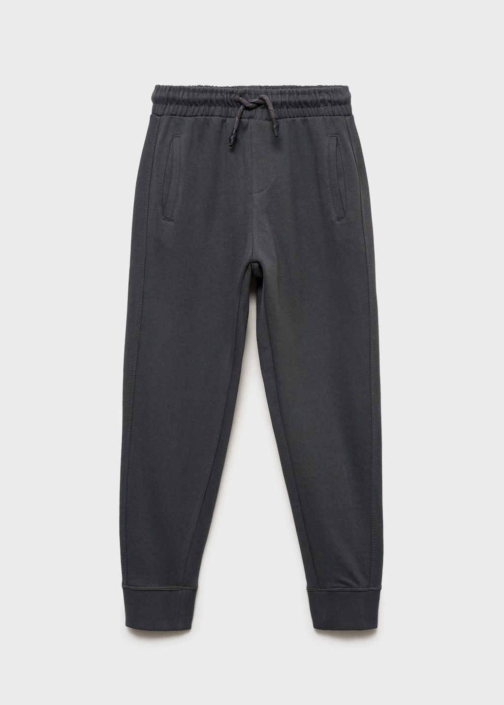 Mango Kids' Drawstring Jogger Trousers Charcoal In Gray