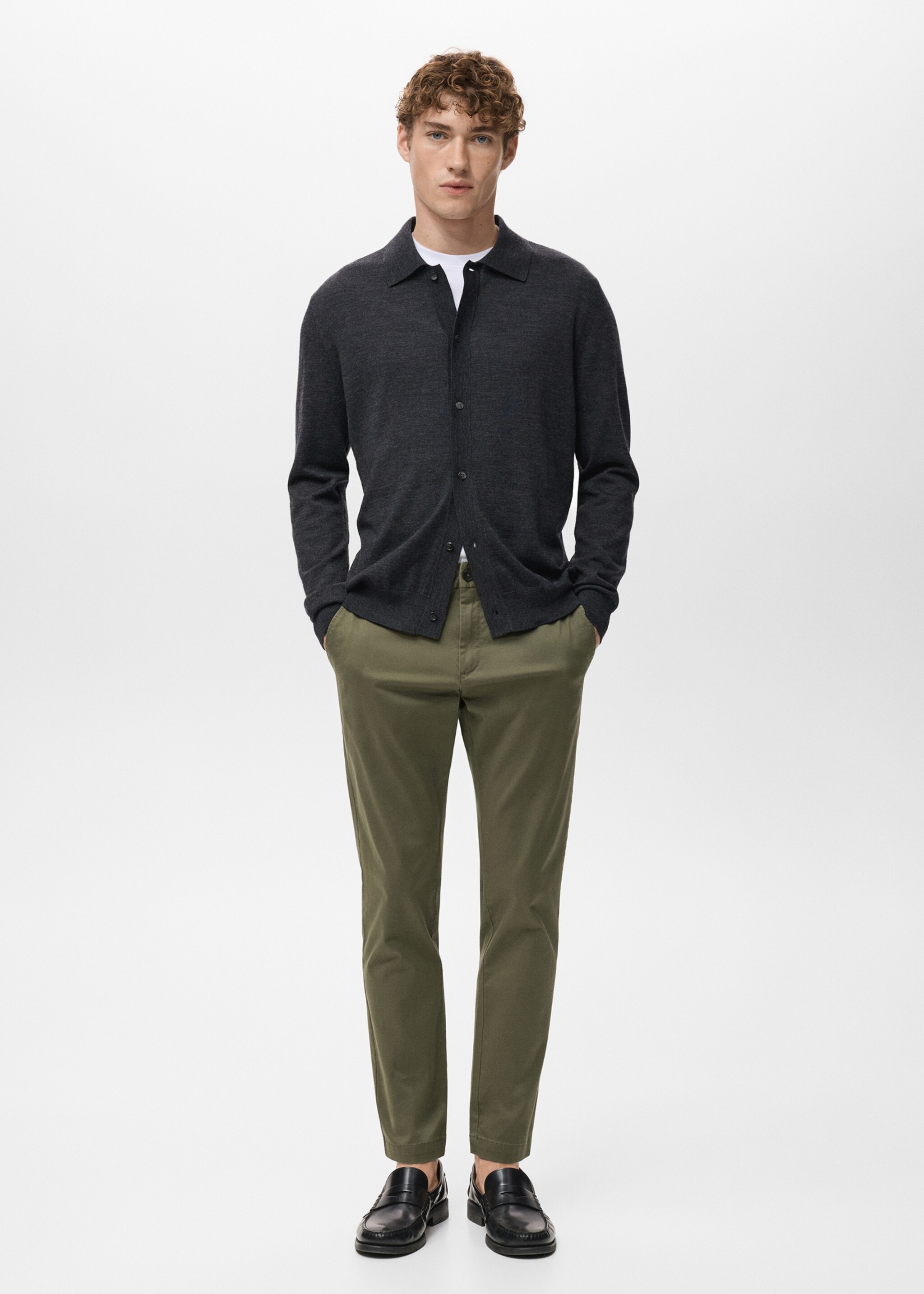 Prato cropped tapered chino trousers - General plane, Khaki. Ref: 27001196-00.