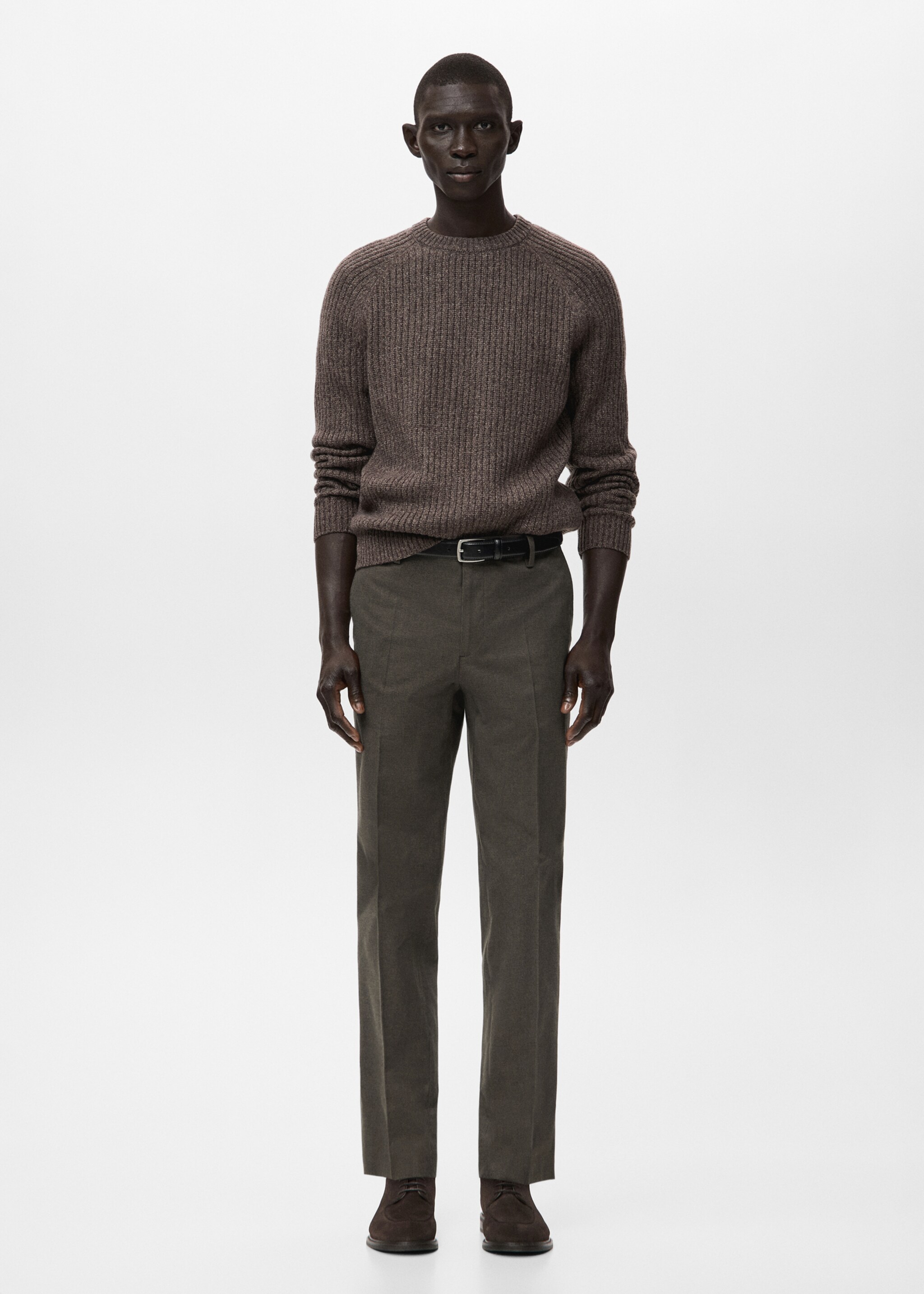 Pantalón franela slim fit - Plano general, Chocolate. Ref: 27001203-00.