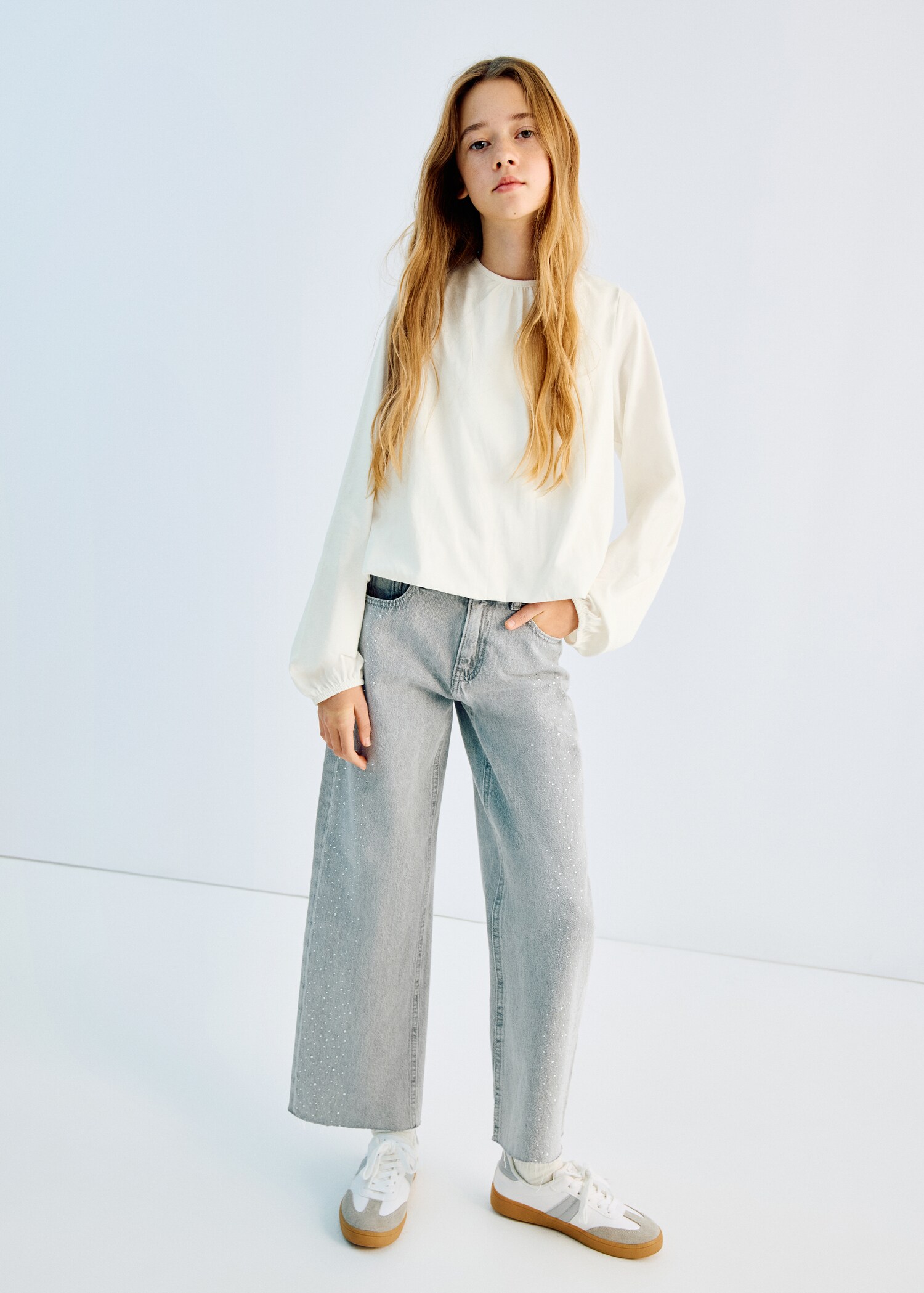 Gesmokt katoenen T-shirt - Overzichtstekening