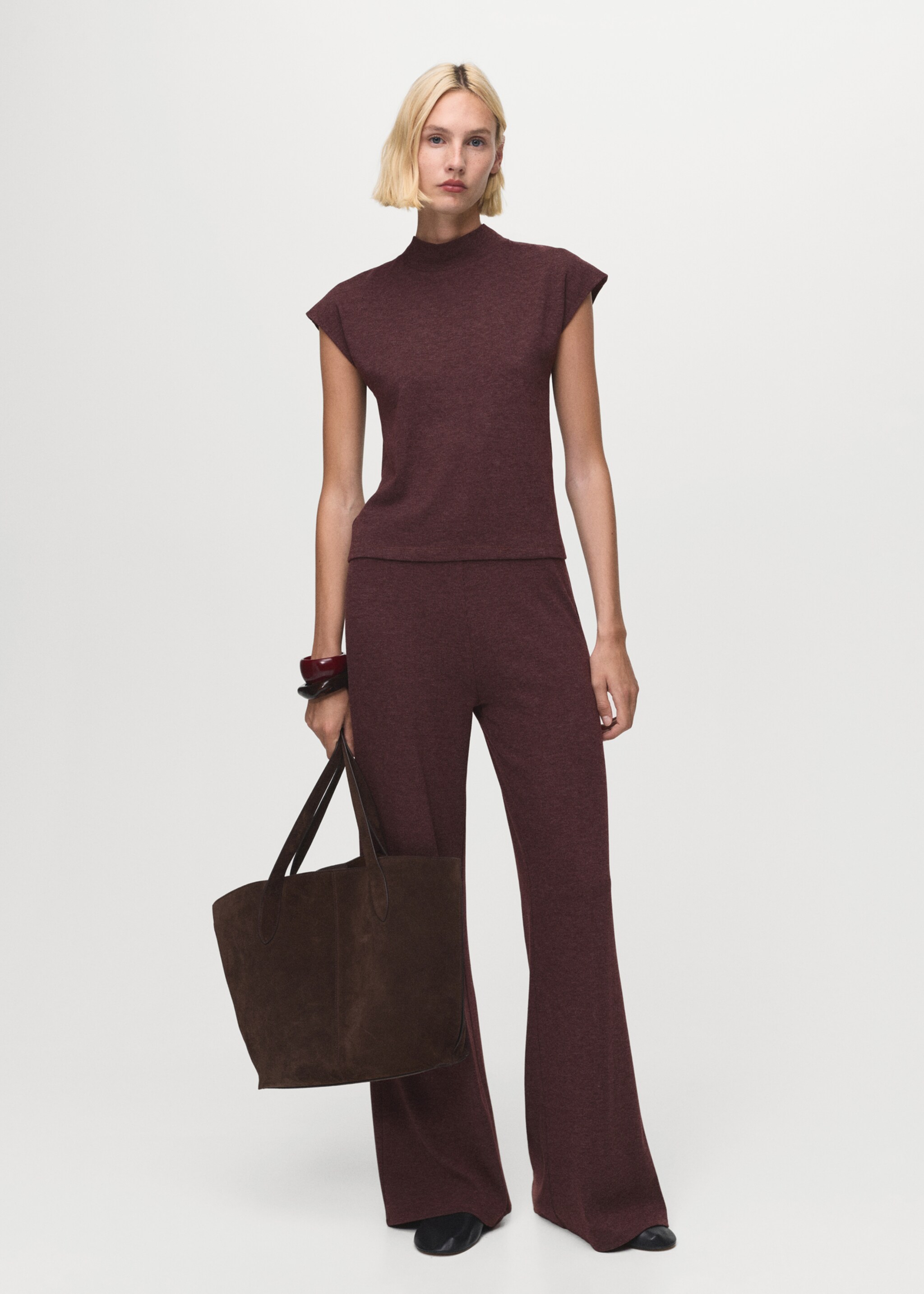 High collar T-shirt - General plane, Burgundy. Ref: 27001343-00.