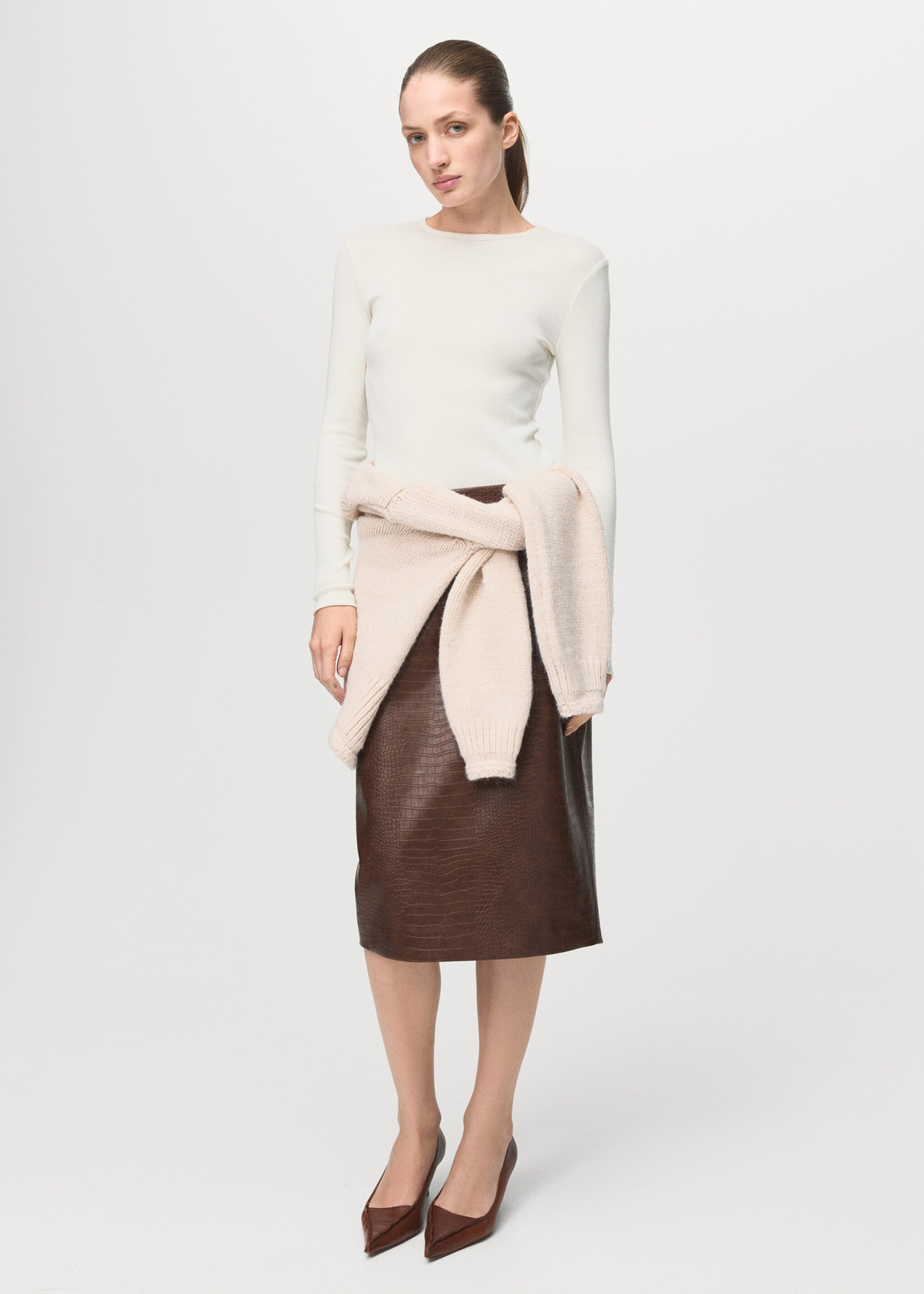 Лонгслив - Общий план, Грязно-белый. Ref: 27001355-00.